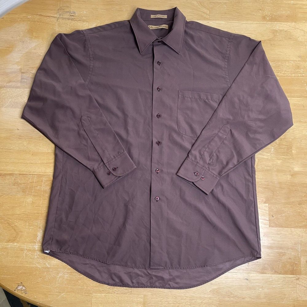Milano Uomo Men's Button Up‎ Long Sleeve purple Shirt SZ 16 1/2 32/33